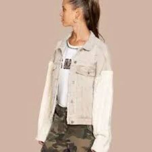 POL Tan and Cream Jean Jacket